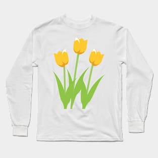 Yellow Spring Tulips Digital Art | Melanie Jensen Illustrations Long Sleeve T-Shirt